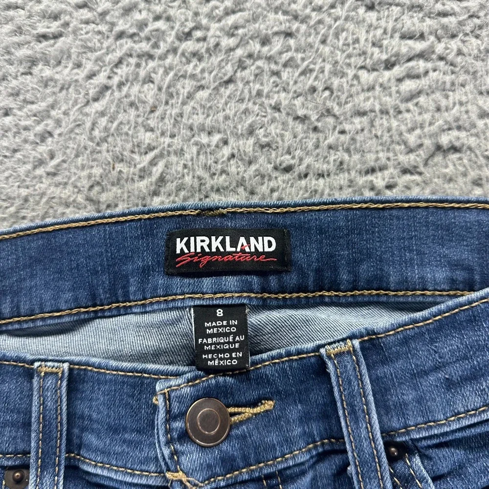 Kirkland Signature Jeans Women 8 Blue Cotton Denim Skinny Hi-Rise Faded Workwear